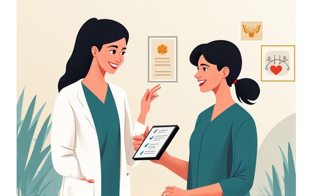 Illustration of a doctor and patient reviewing a health checklist, symbolizing preventive care.
